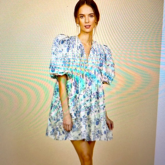 HUNTER BELL Dresses & Skirts - HUNTER BELL Blue and White Floral Dress